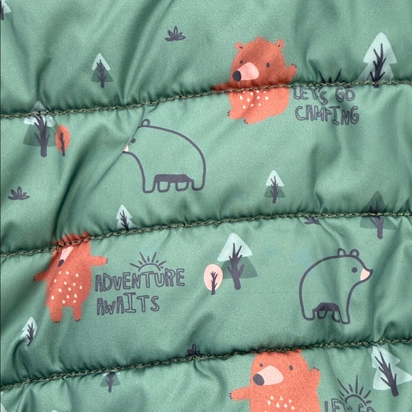 Green Kids Puffer Jacket with Bear Ears - Picture 5 of 5